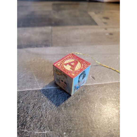 Vintage ABC block kid xmas wooden ornament - Picture 1 of 5